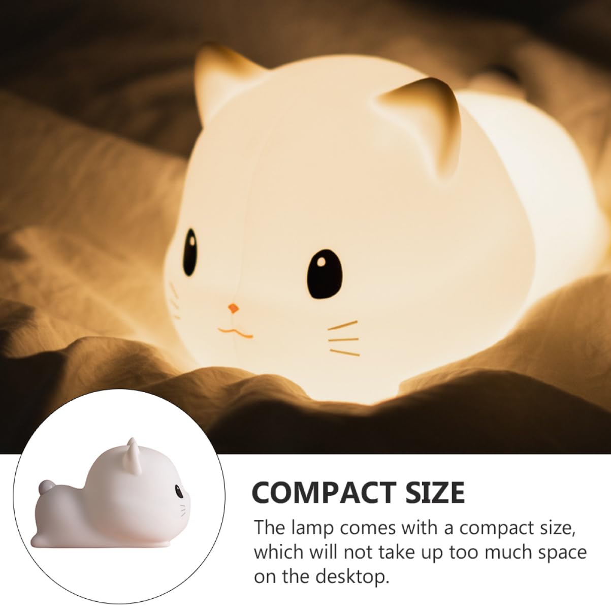 jojofuny Luz Nocturna de Silicona Forma de Gato para Habitación Lámpara Decorativa Pequeña USB Luz para Dormir para Mesita de Noche Casa