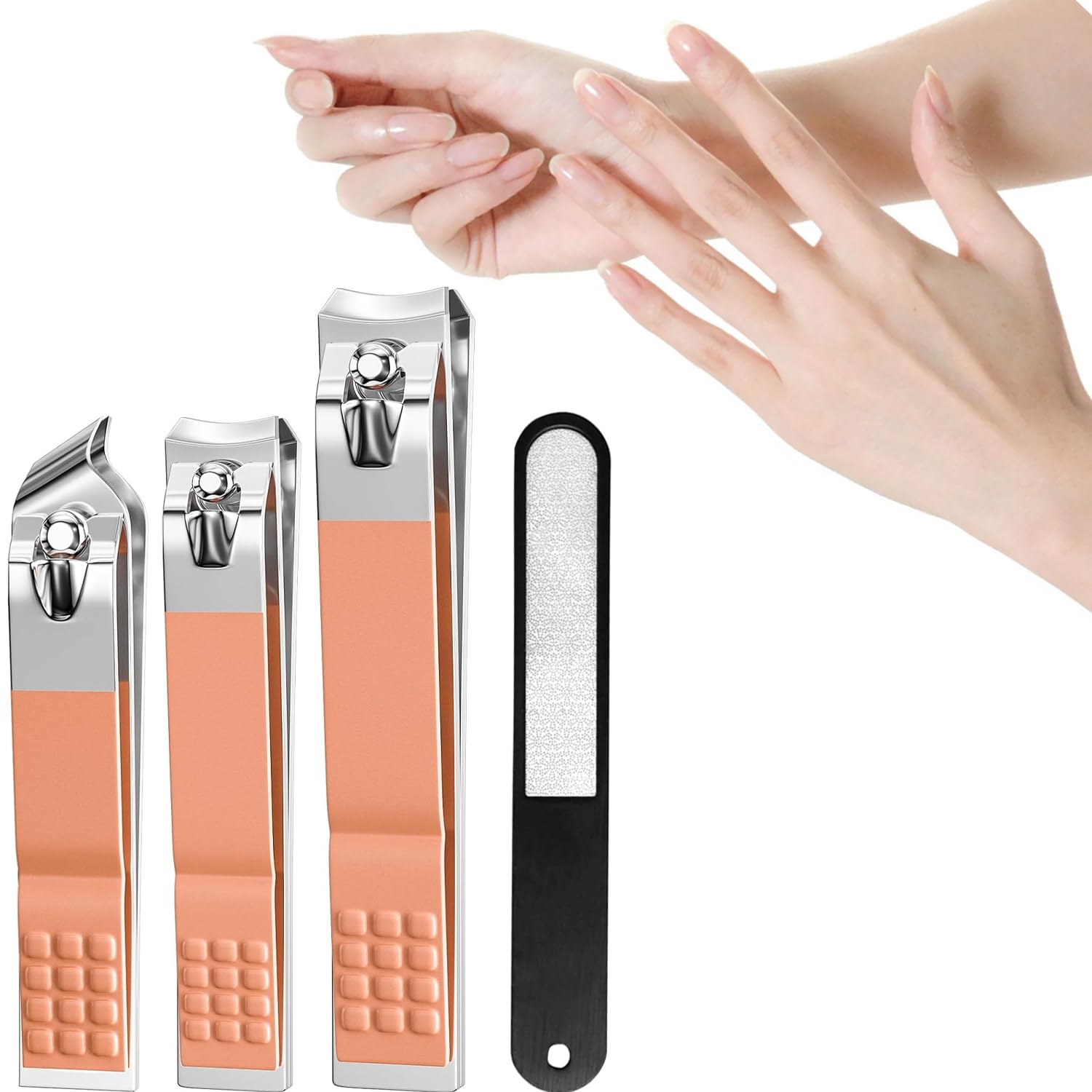 Nail Clipper Set 4 PCS Ultra Sharp Nail Clippers for Men Women Adults Toenail Fingernail Clippers Orange