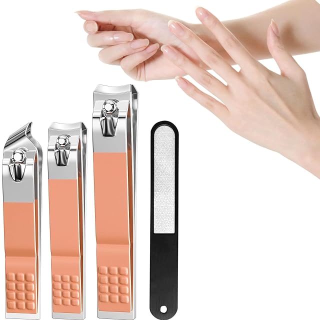 Nail Clipper Set 4 PCS Ultra Sharp Nail Clippers for Men Women Adults Toenail Fingernail Clippers Orange