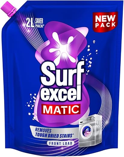 Surf Excel Matic Front Load Liquid Detergent 2 L Refill|| Specially designed to remove Tough Dried Stains, 1st time in Was...