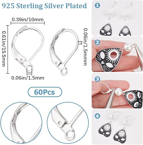 Miniatura 122 de SUNNYCLUE 1 caja de 80 ganchos para aretes chapados en oro real de 18 quilates, de acero inoxidable con cierre de palanca, aros de palanca para 80