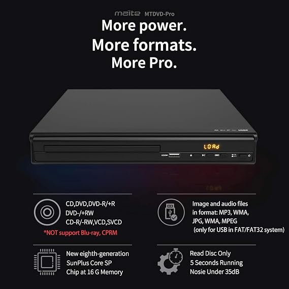 DVD Player with HDMI AV Output, All Region Free CD DVD Players for TV