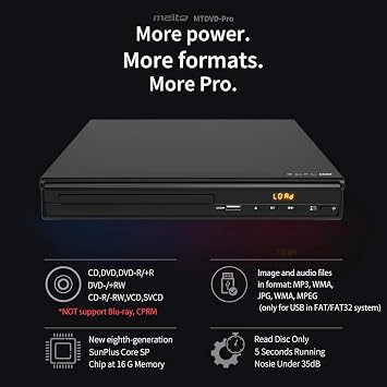 DVD Player with HDMI AV Output, All Region Free CD DVD Players for TV