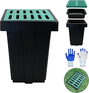 Catch Basin with Grate, 18×18×24 Inch Large Catch Basin, Heavy-Duty Drainage with Debris Basket...