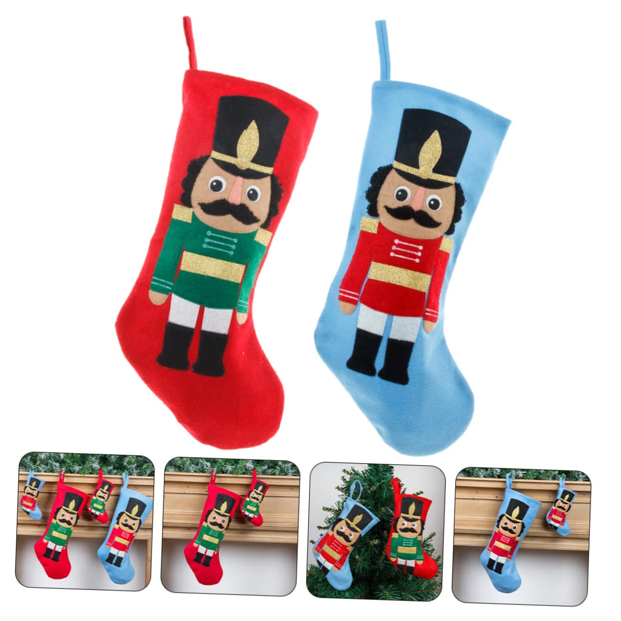 4 Stück Soldat Weihnachtsstrumpf Weihnachtsbaum hängende Strümpfe Dekoration für Weihnachtsfeiern Weihnachtsdekorationen Weihnachtssocken Christbaumschmuck Baum Anhänger