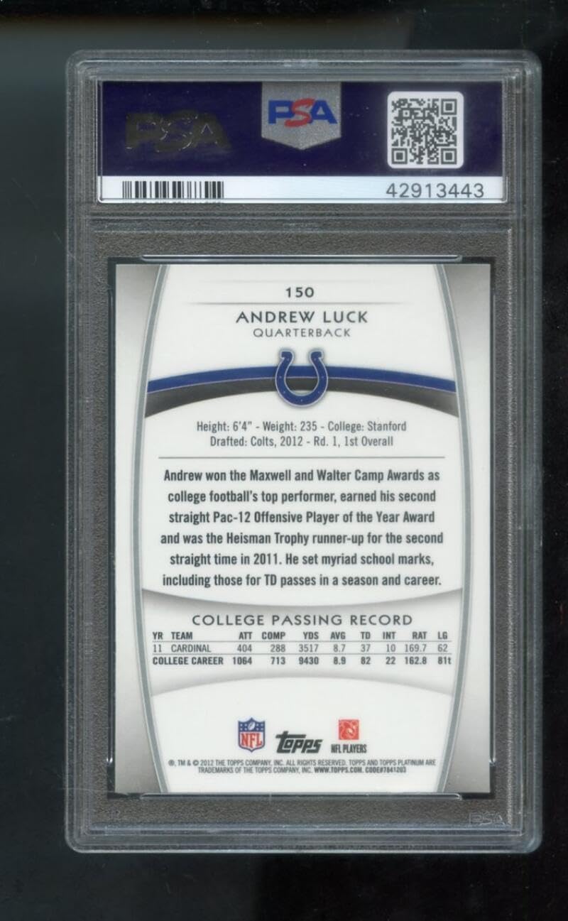 2012 Topps Platinum XFRACTOR #150 Andrew Luck ROOKIE RC PSA 10 Graded Football Card NFL Baltimore Colts