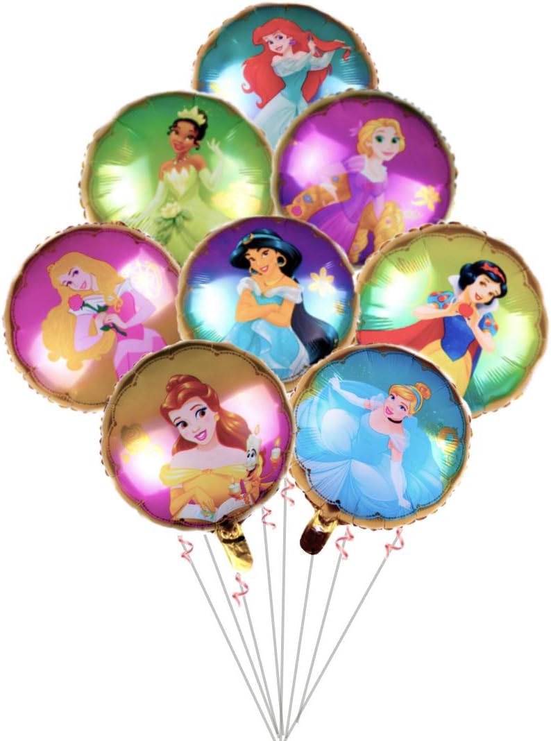 8PCS Disney Princess Foil Balloons For Girl’s Birthday Baby Shower Princess Themed Party Decorations