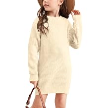 Girls Long-Sleeve Knitted Dress Pullover Long Sweater Bodycon Dresses Winter Christmas Clothes for Kids