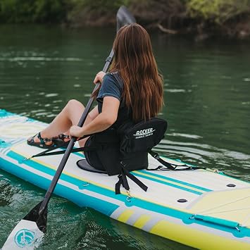iROCKER Universal Kayak Seat for Inflatable Paddle Boards & SUP - Comfortable, Adjustable, Portable Kayak Conversion Seat - Detachable Storage Bag, Cushioned Backrest, and Durable Neoprene Material