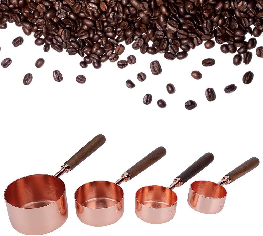 Rose Gold Measuring Spoons, Set of 4 Stainless Steel with Wooden Baking image 5