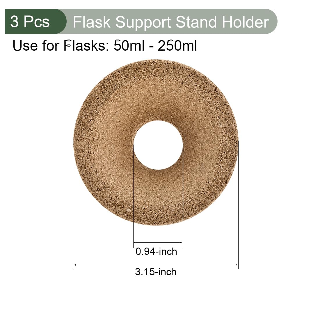 YOKIVE 3 Pcs Flask Support Stand Holder for 50ml-250ml Flasks | Keep The Spherical Bottom Reagent Bottles Upright, Great for Chemistry Labs (80mm Dia.)
