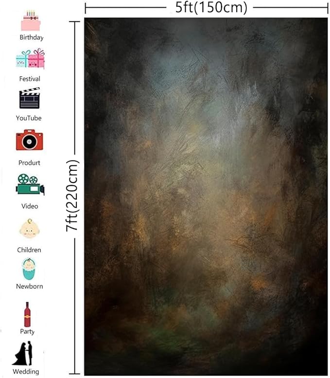 Fondo Fotográfico 5x7ft HMTFOTO Lienzo Abstracto para Sesión de Fotos miniatura 5