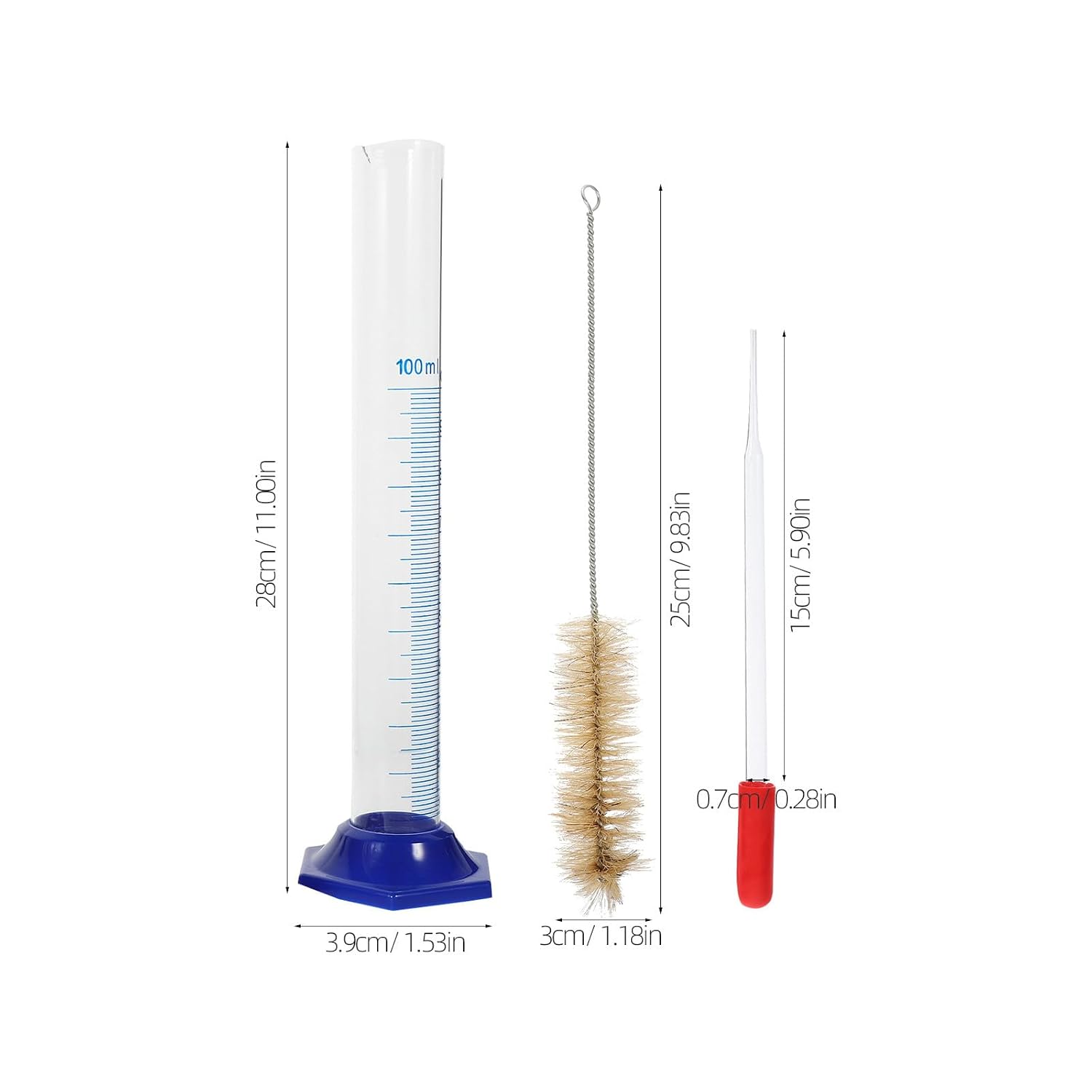 Plastic Graduated Measuring Cylinders Set 10ml 25ml 50ml 100ml
