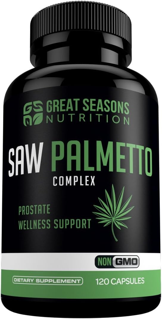 Saw Palmetto Supplement for Prostate Health - Non-GMO, 120 Capsules, Extract and Berry Powder Complex