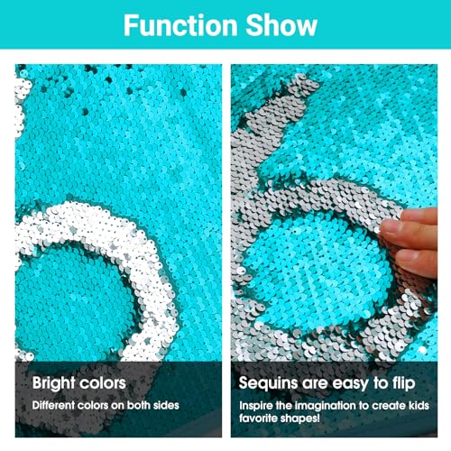 BALAPET Reversible Sequin Fabric Sensory Wall with Adhesive Backing for Kids, Sensory Flip Fabric Wall Hangings Decoration, Fun Toy for Early Learning and Play(Lake Blue, 47' x 23.6') by BALAPET - Image 6