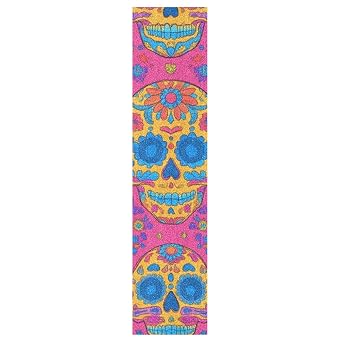Skateboard Grip Tape,Anti Slip Tape,Skateboard Grip Tape Sheets, Longboard Grip Tape,Scooter Grips,Print Standard Paper for Teens Adult Men Day of The Dead Skull Hot Pink 1200 33.1 x9.1IN