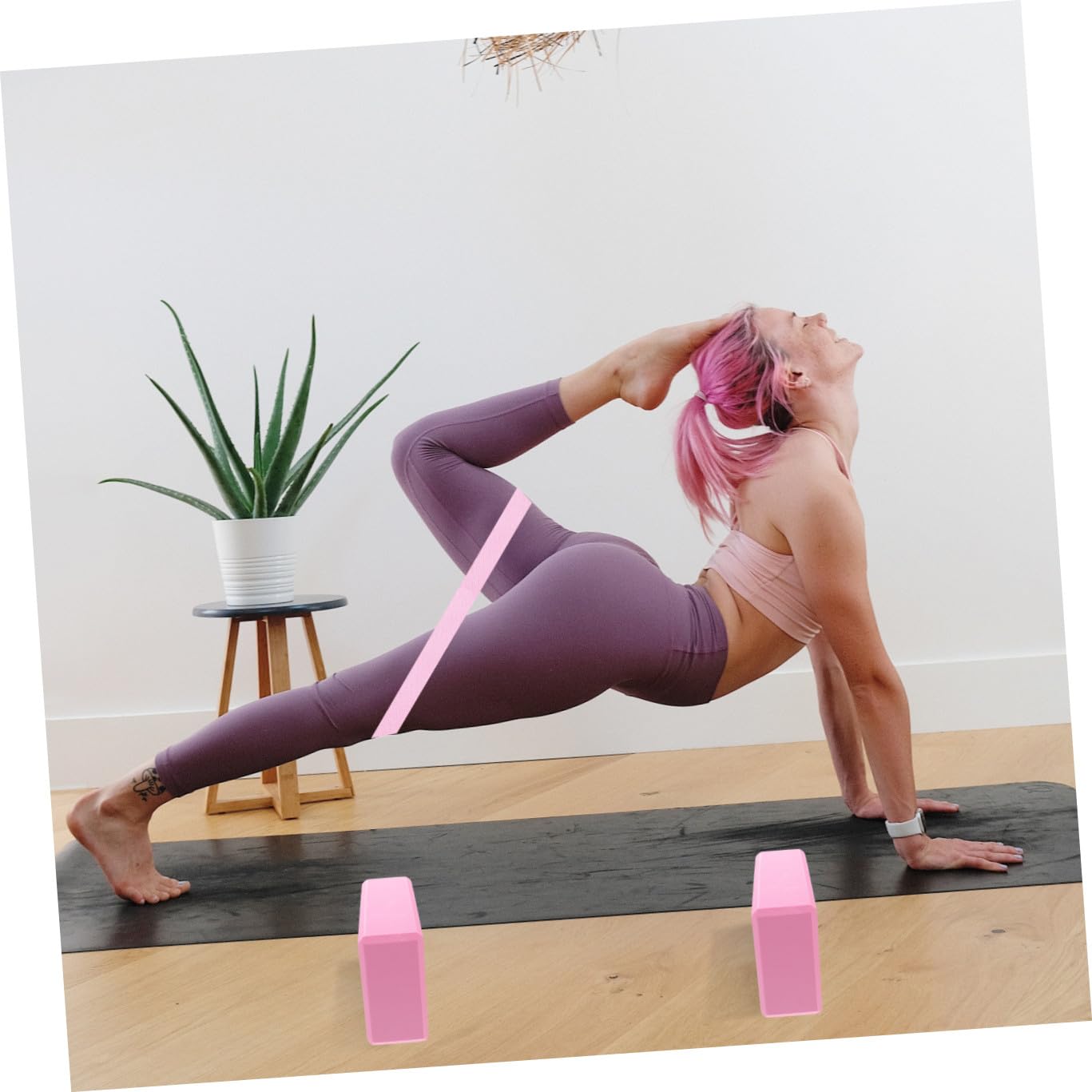 WOONEKY banda de de bloque de yoga material gimnasio gym yoga block accesorio de correa de pilates gimnasia equipo de para mujeres banda de ejercicios de Eva
