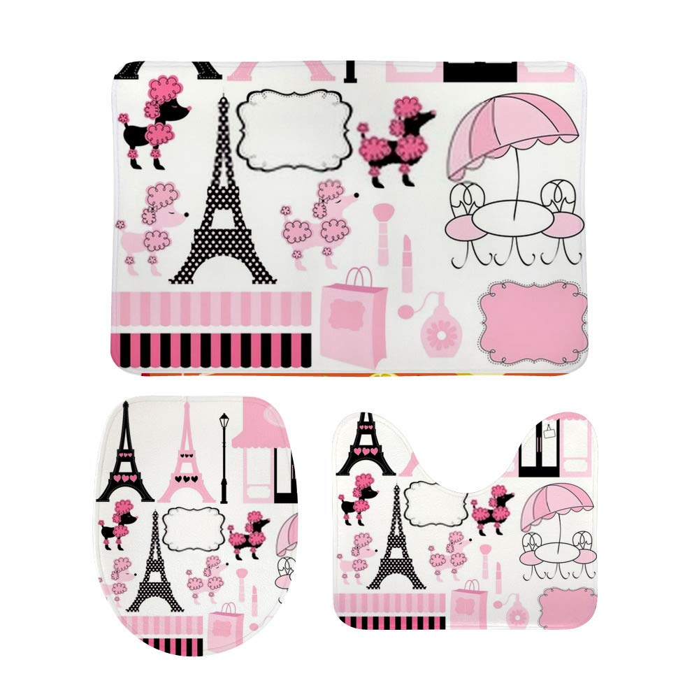 Tapis de bain antidérapants absorption eau lot de 3 tapis cuisine intérieur extérieur rose