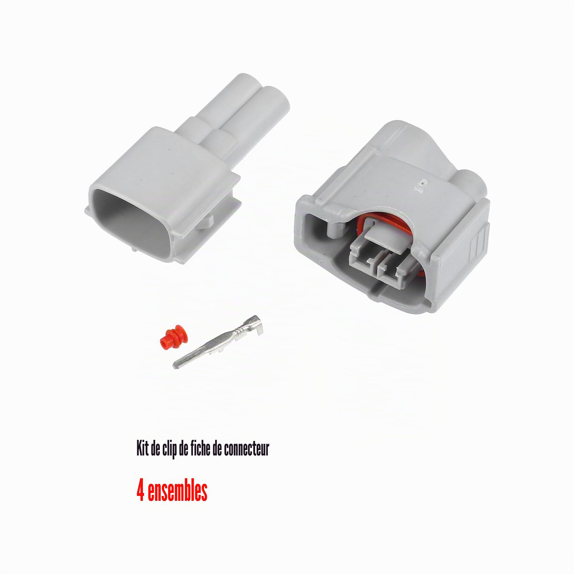 QUARKZMAN Kit Connecteur D'Injecteur 2 Broches M/F Pour Toyota 4 Pcs | Gris, Plastique Cuivre, Pour Toyota, OE 9098011875, Étanche Poussière Et Eau