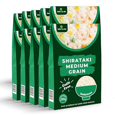 SHINSAKURA Shirataki Medium Grain Rice Alternative, 200g, Konjac-Based, Low-Carb, Guilt-Free Pack of 10