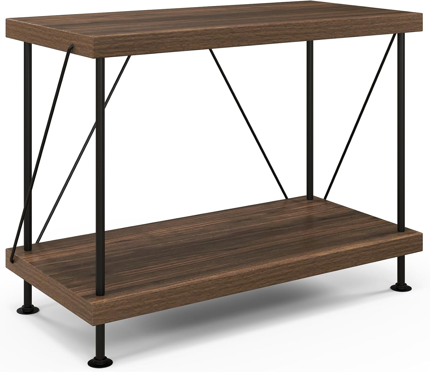 Giantex 2-Tier Open-Back Bookshelf, Freestanding Display Rack, Metal Frame Storage Shelf, Industrial Style Bookcase, Home Organizer Unit for Living Room, Bedroom, Study