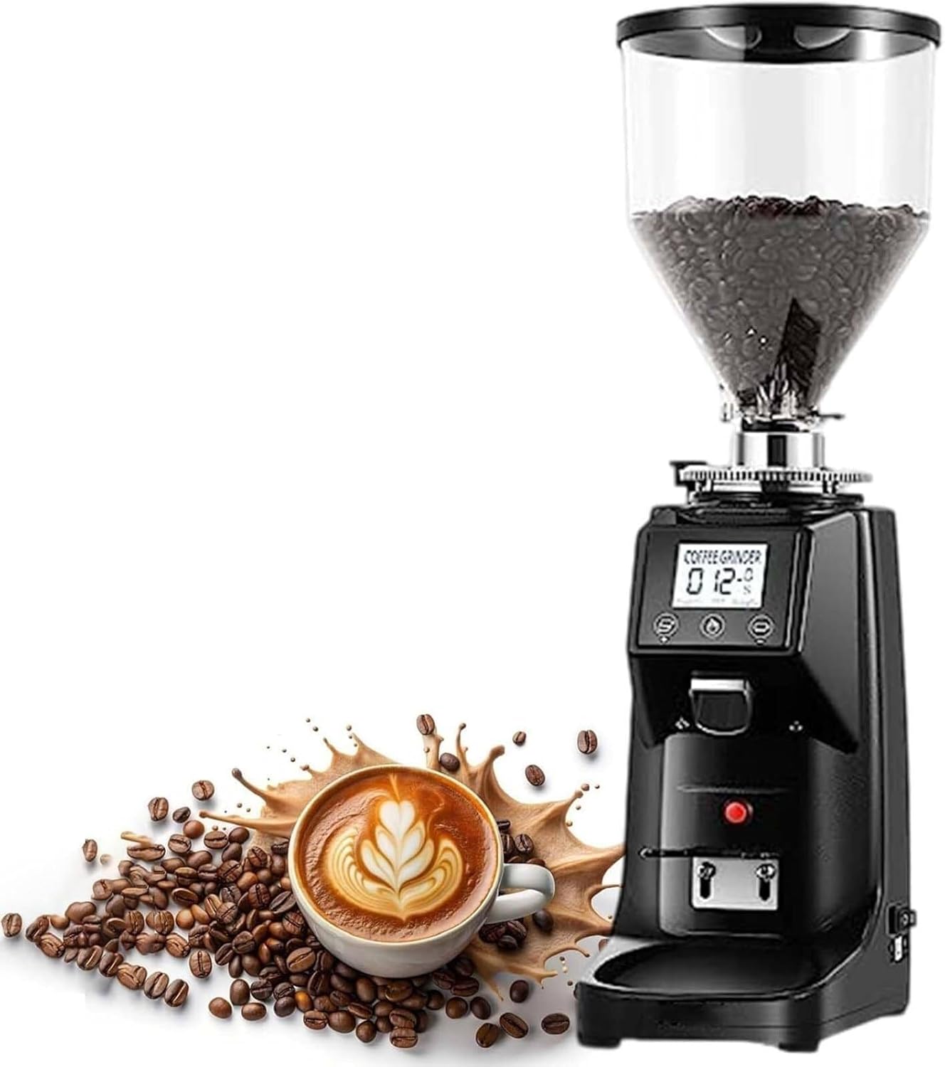 Professional Coffee Grinding Machine Digital Display,Commercial Espresso Coffee Maker,19 Adjusted Grind Coarseness Settings(Black,500g)