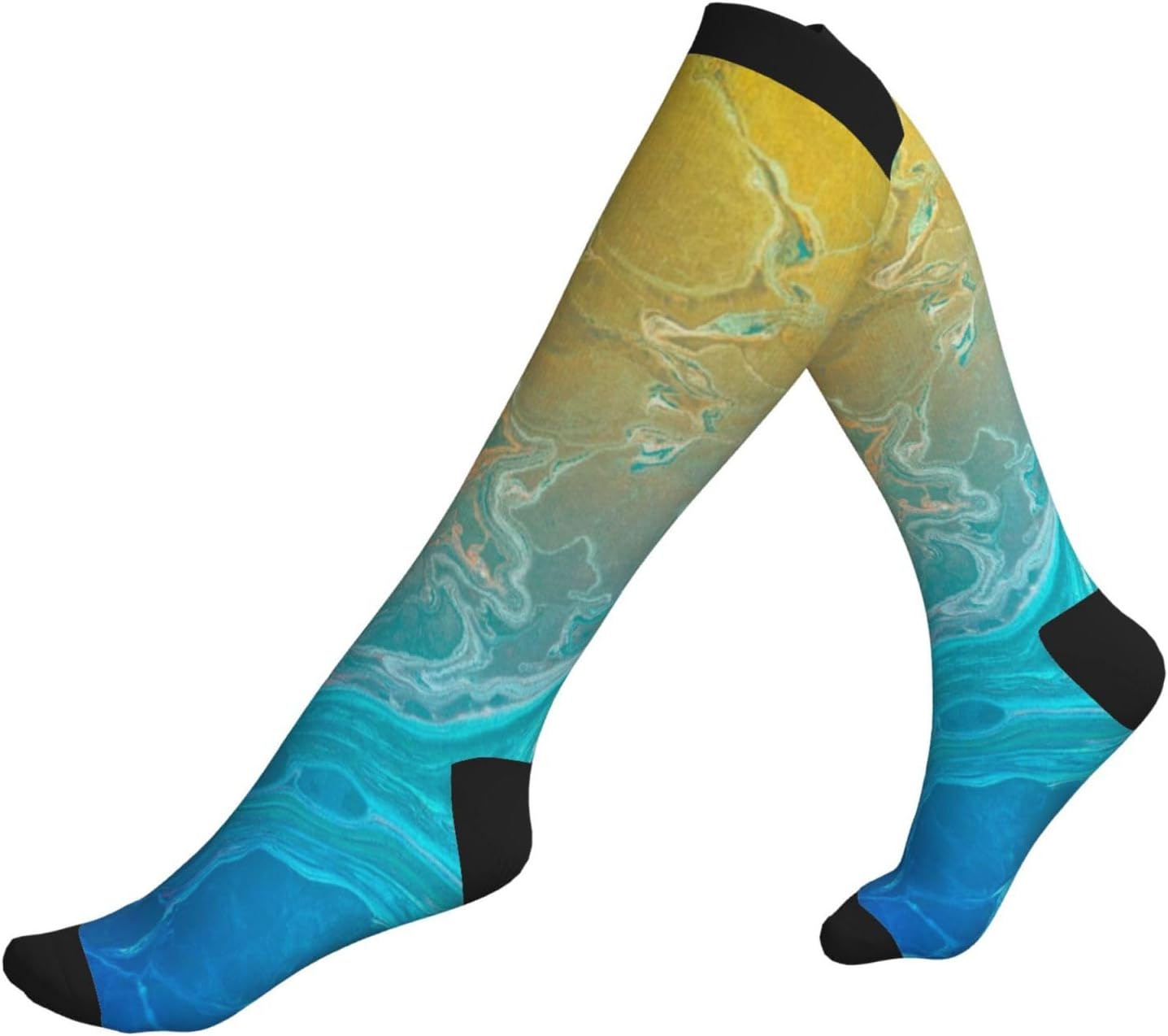 Liquid Marble Surfaces Design. Tight Fitting Women'S Men'S Knee High Running Socks