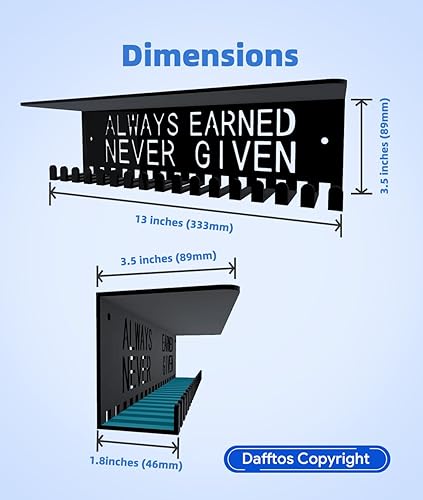 Miniatura 2 de Dafftos Awards Always Earned Never Given Medalla Display Hanger Holder Bib Ribbon Rack Ganchos Organizador Premios Cinta Montaje en Pared Fácil de