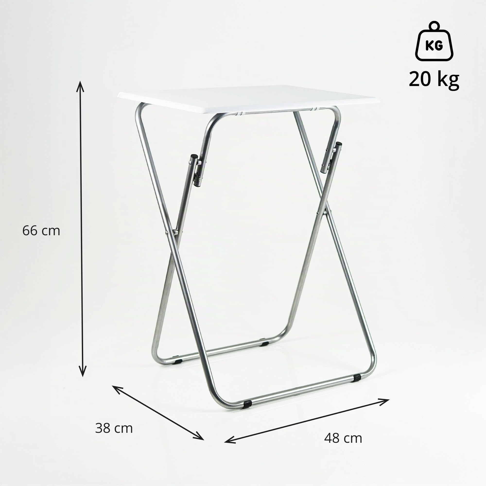 Jocca - Tavolino Pieghevole Salvaspazio | Tavolo in MDF con Gambe in Metallo | Supporta fino a 20 kg | Ideale per Casa e Ufficio | 48x38x66 cm