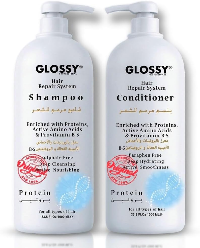 Shampoo & Conditioner, Natural, Sulphate Free, Deep Cleaning & Hydrating Treatment, After Straightening, Unisex For Daily Use 1000 ML Set of 2 Pce (Protein Shampoo & Conditioner)