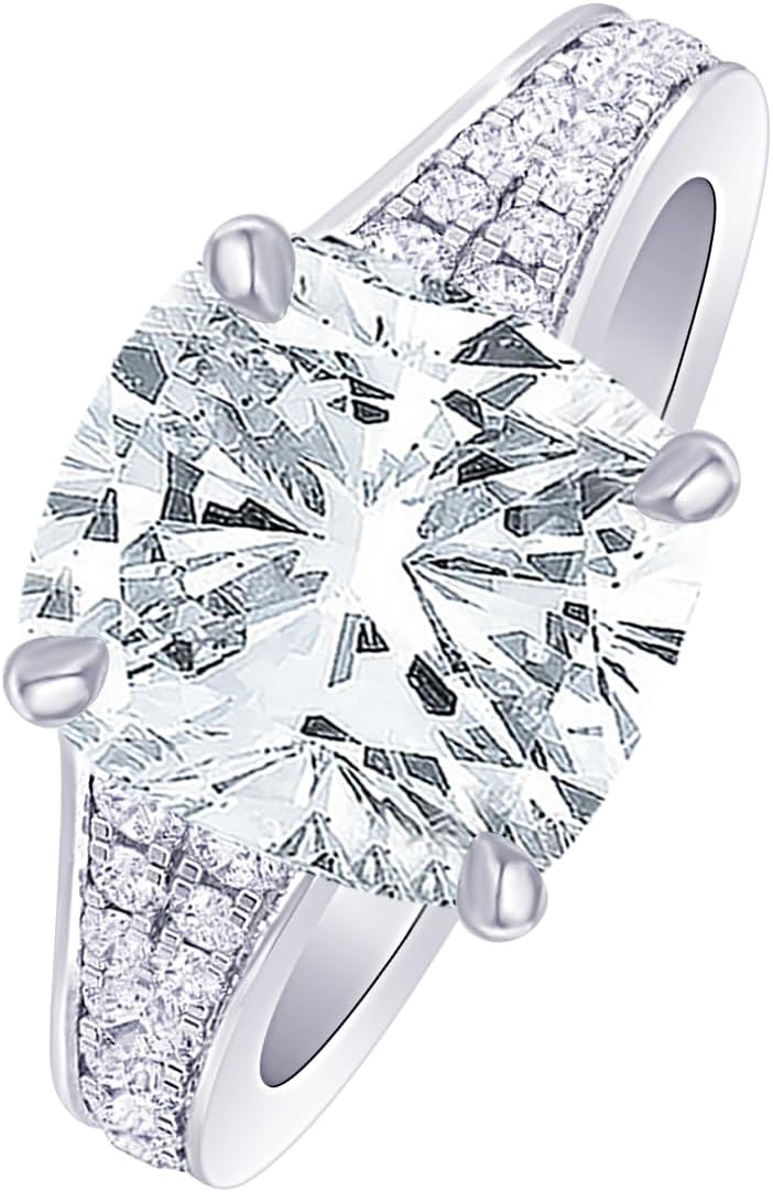 1-5.5 Carat Cushion Platinum Natural Gemstone and Diamond Engagement Ring (AAAA Heirloom Quality)