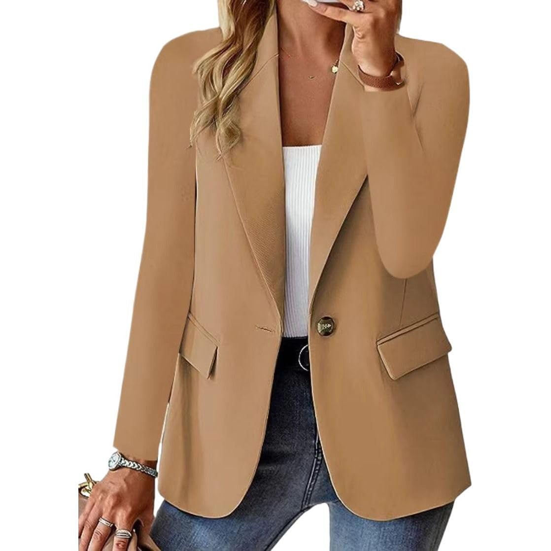 GUOYUXIAO Giacca Blazer da Donna per Affari, Giacca Professionale a Maniche Lunghe da Ufficio