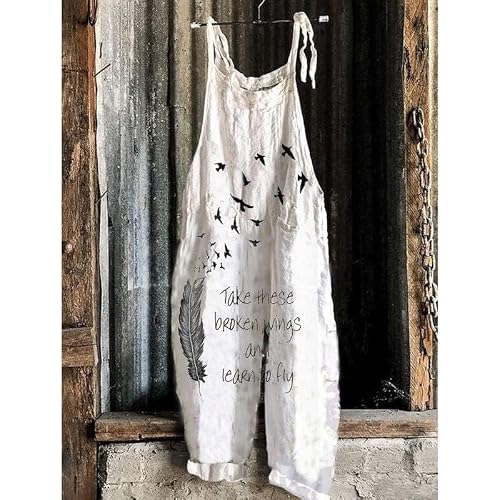 MARSVOVO Women\'s Jumpsuit Loose Floral Print Bohemian Wide Leg Bib Overall Sleeveless Spaghetti Strap Rompers Overall with Pockets ORl31 2XL