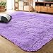 LOCHAS Luxury Velvet Living Room Carpet Bedroom Rugs, Fluffy, Super Soft Cozy, Bright Color, High Pile, Floor Area Rugs for Girls Room, Kids, Nursery and Baby (5.3x7.5 Feet, Purple)