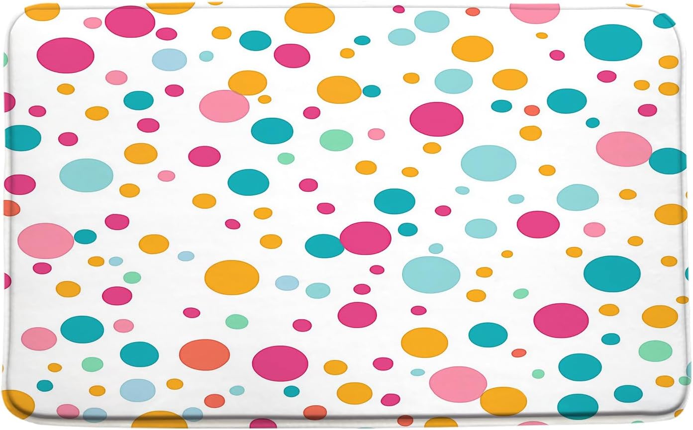 Polka Dot Bath Mat Colorful Abstract Geometric,17.7x29.5