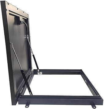 Roof Hatch Heavy Duty Attic Hatch Cover,Metal Emergency Access Security Door for Home Industries,Weather Proofing Roof Hatch Basement Vent Lid Black-75 * 75cm29.5 * 29.5in