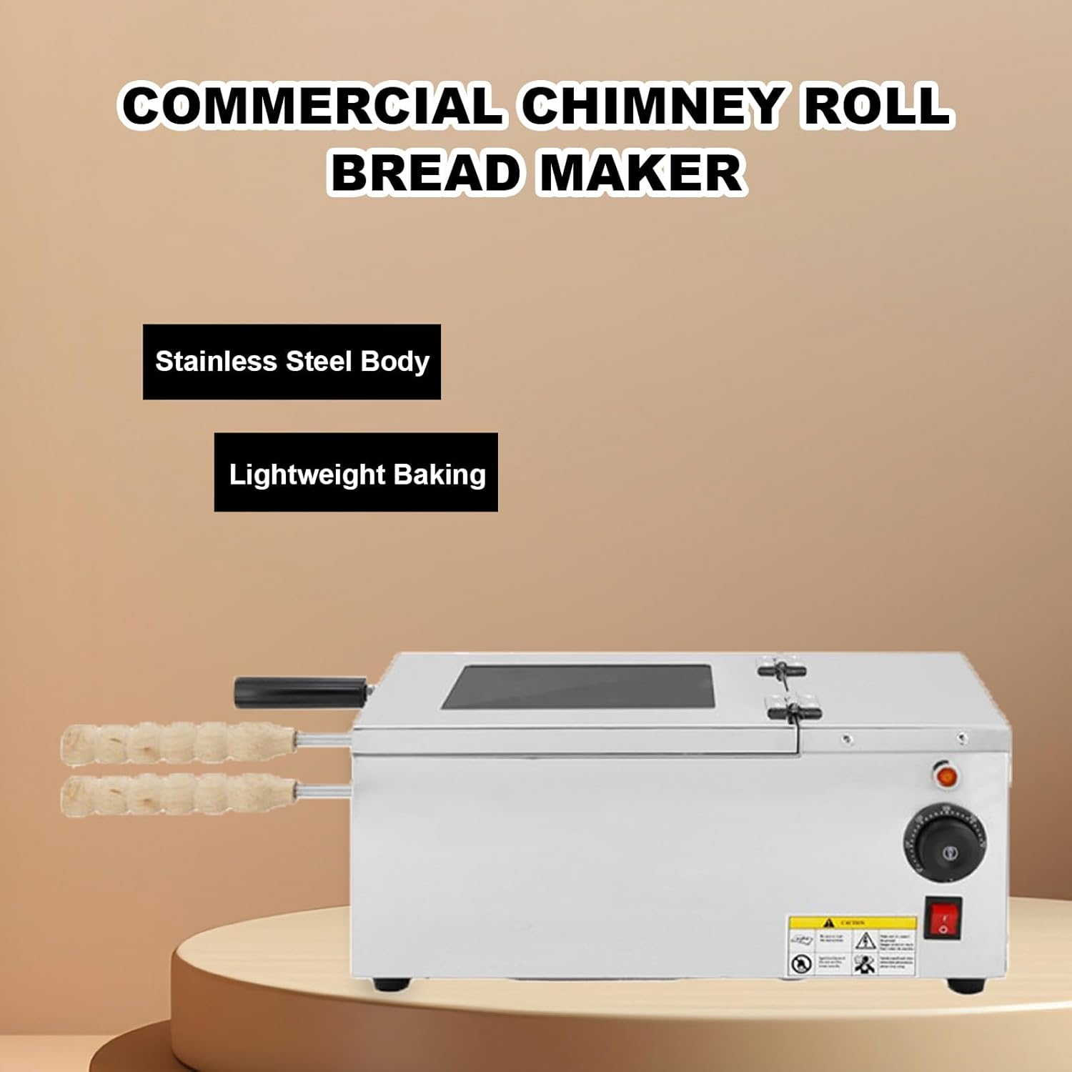 Electric Cone Chimney Bread Roll Maker, Commercial Electric Chimney Cake Oven with 2 Pcs Roller, Hungarian Pop Roller Machine, for Commercial and Home Use