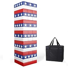Nattork Giant Tumbling Tower Stack from 1.77Ft to 4+ Ft, Wood Stacking Giant Blocks Game| Made from Premium Pine Wood| Ideal for Family, 54PCS Stars