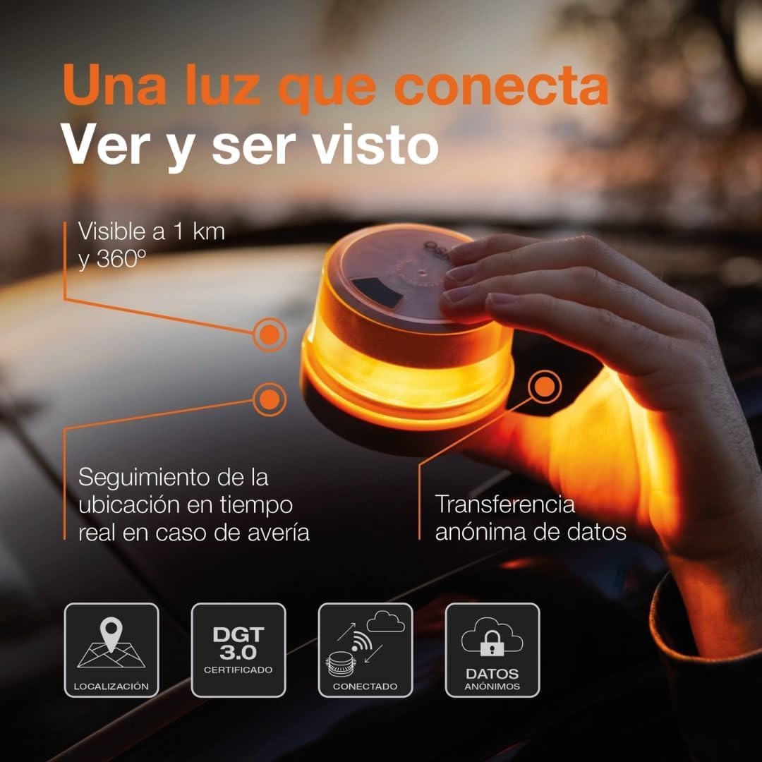 LEDSL105 Pack x18 Balizas de Emergencia LED para Coche | Luz de Señalización Vial. Baliza Homologada DGT 3.0 Obligatoria en 2026 | Señal V16 para Coche con Aviso Automático y Plan de Datos Incluido