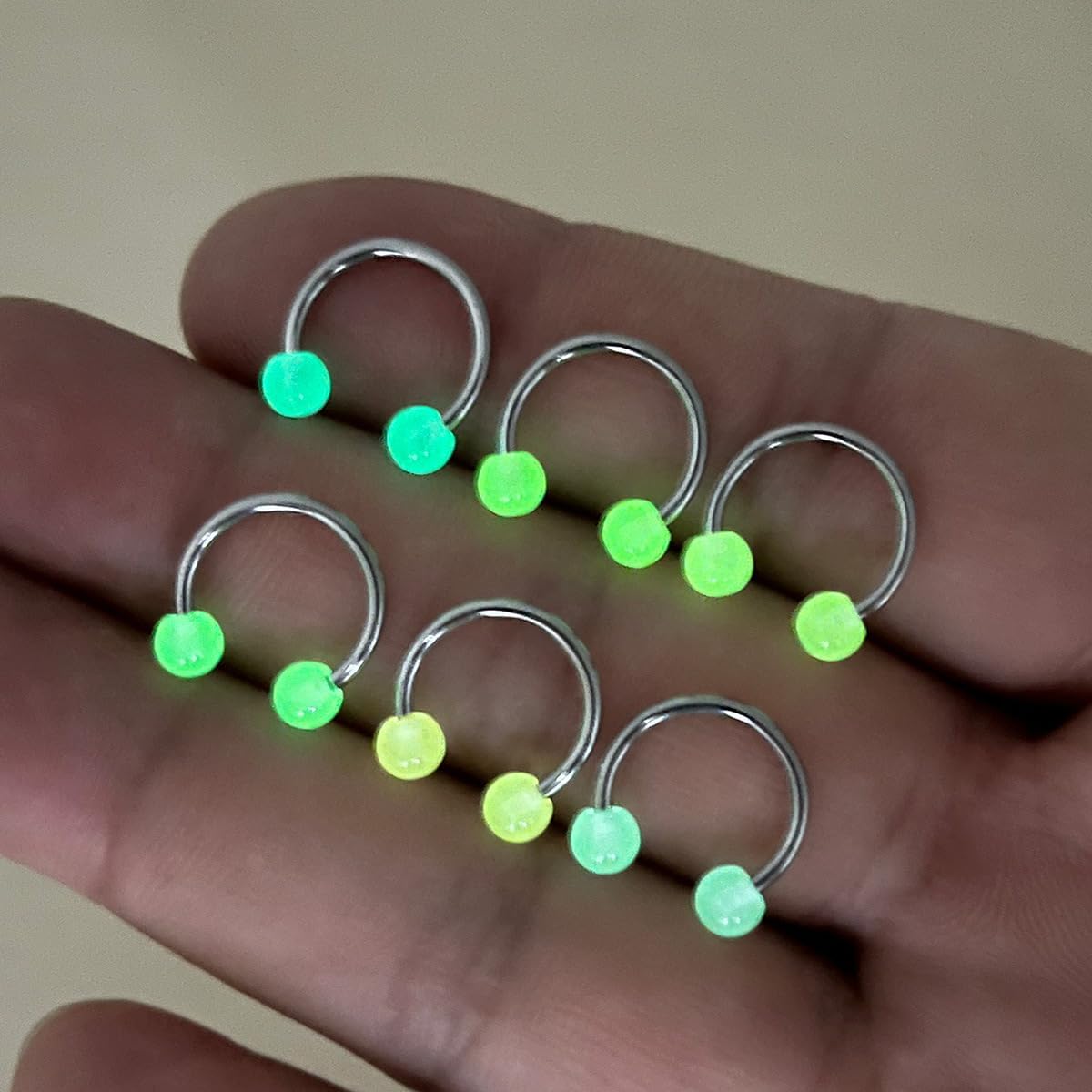 POYAMUSE Glow in the Dark Neon Colored Horseshoe Circular Barbell Piercing Rings - Nose Septum Eyebrow Lip Ring Septum Retainer for Women Piercing Jewelry