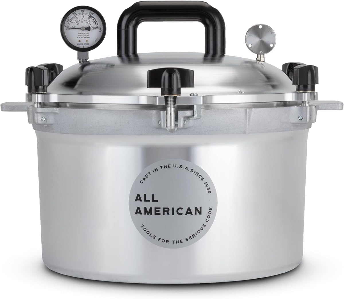 1930: 15.5qt Pressure Cooker/Canner (The 915) - Exclusive Metal-to-Metal Sealing System - Easy to Open & Close - Suitable for Gas, Electric, or Flat Top Stoves - Made in the USA