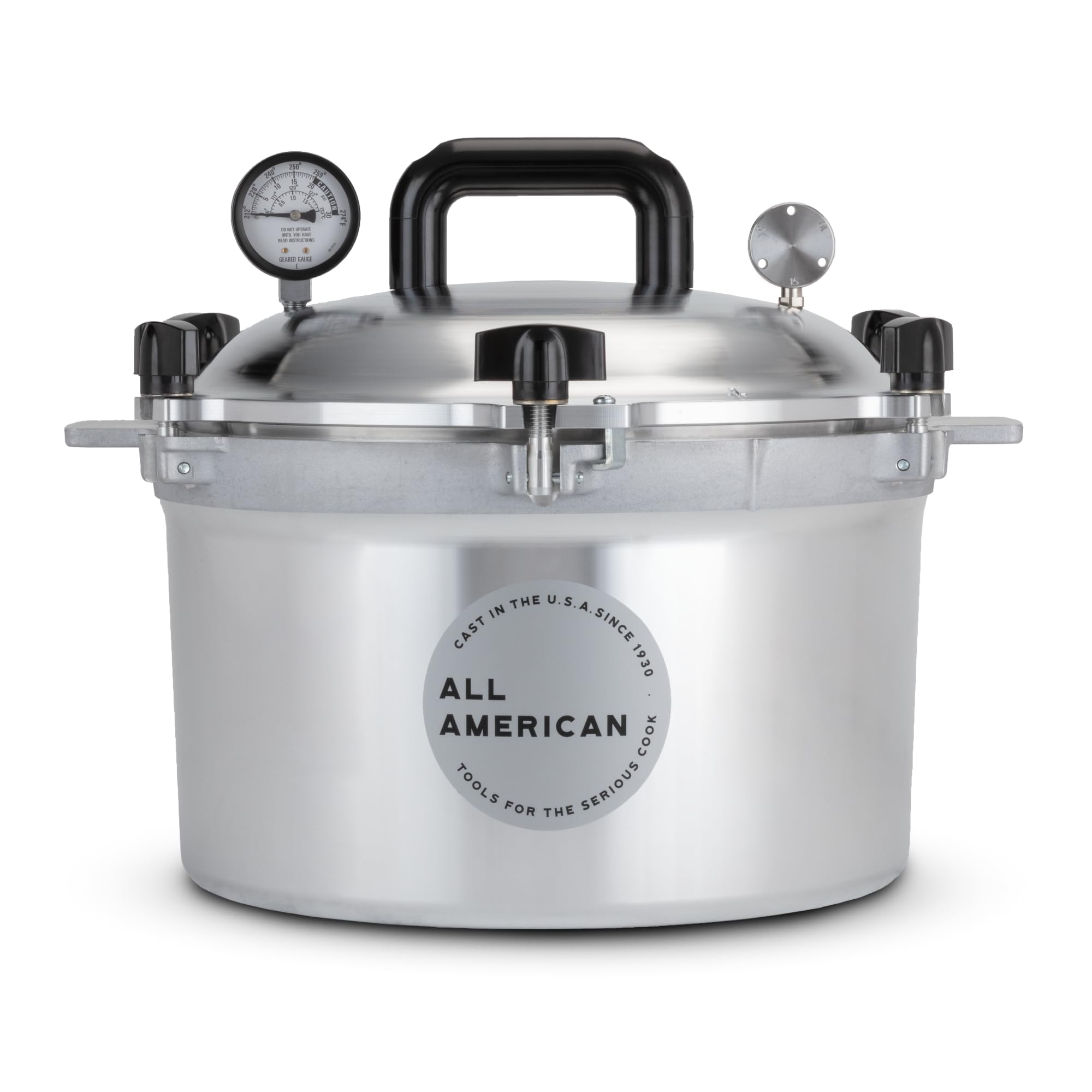 All American 1930: 15.5qt Pressure Cooker/Canner (The 915) - Exclusive Metal-to-Metal Sealing System - Easy to Open & Close - Suitable for Gas, Electric, or Flat Top Stoves - Made in the USA