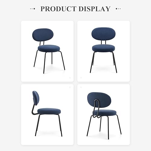 Miniatura 7 de COLAMY Juego de 2 sillas de comedor de tela moderna, sillas de cocina tapizadas de mediados de centro, con respaldo curvo, patas de metal negro,