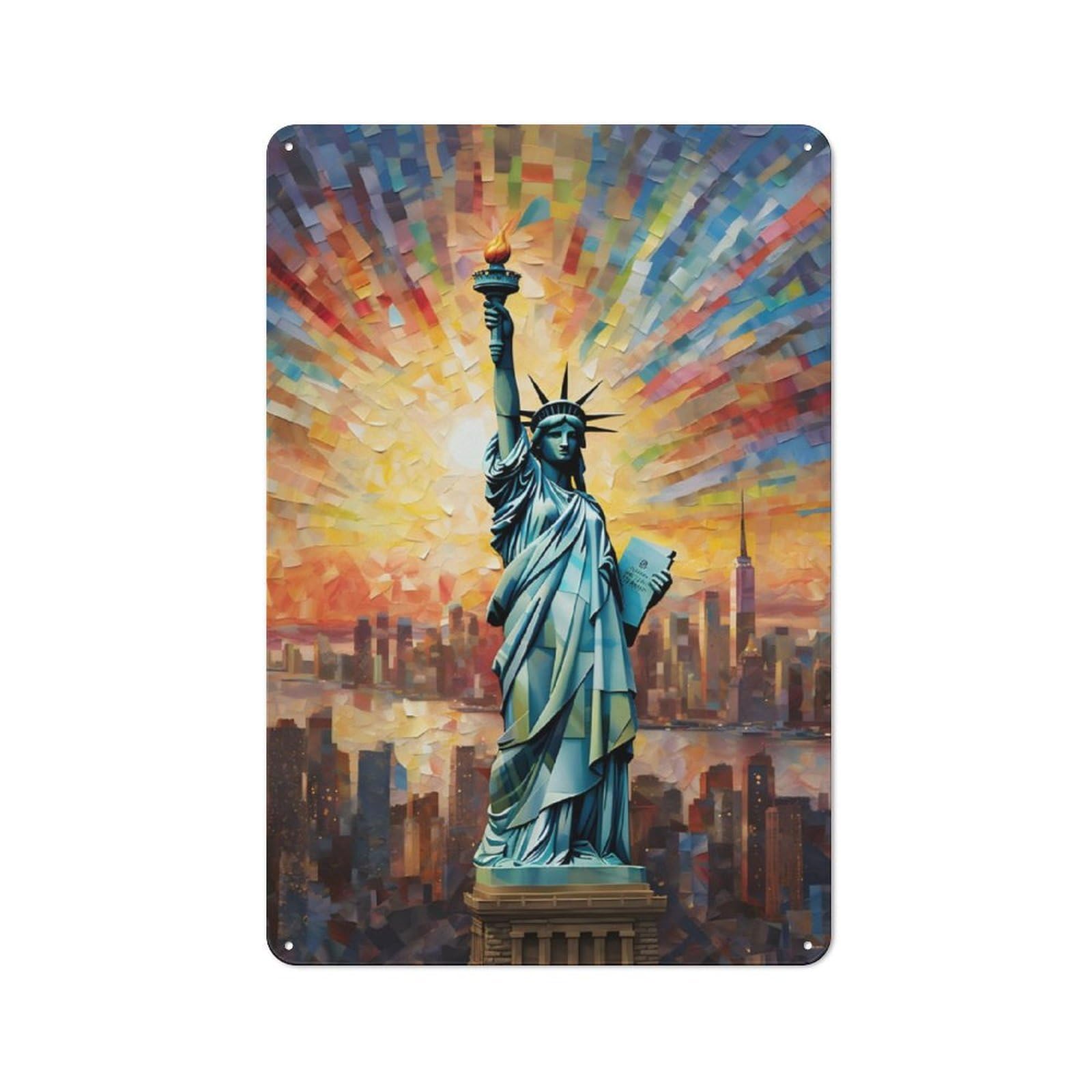 Junmoney Statue Of Liberty Classic Metal Wall Decor 30X20cm, Metal Sign For Cafe, Pub, Workshop Or Home Bar, Small Accent For Blank Walls