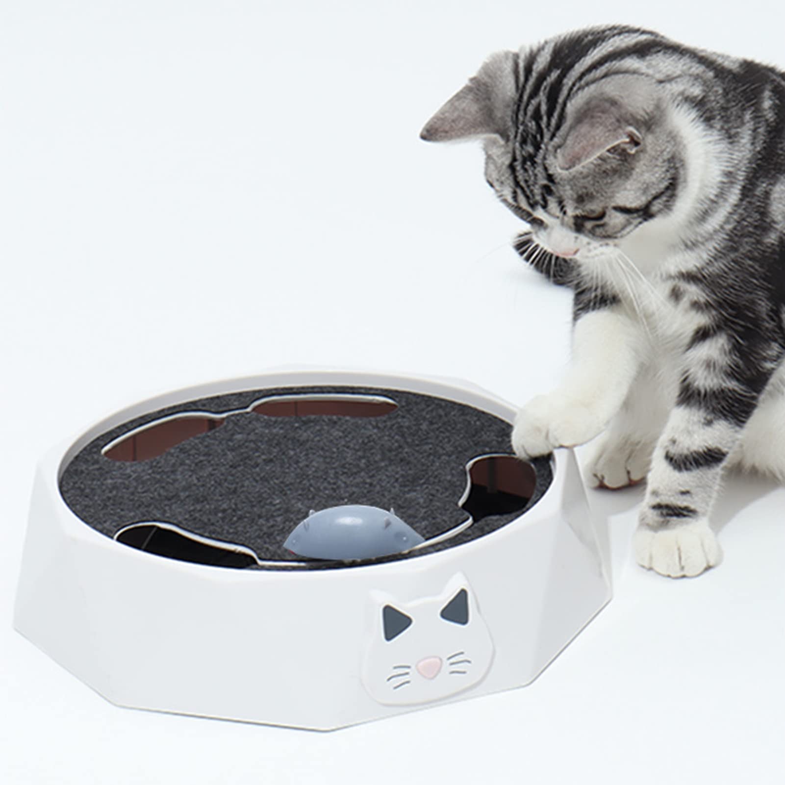 Juguetes para gatos de interior para adultos, tocadiscos interactivos eléctricos de 2 velocidades ajustables, rompecabezas automático, atrapar el ratón, juguete para gatos para suministros para