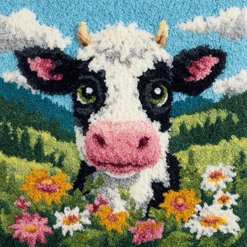 Kit de ganchillo preimpreso de vacas para tejer sin frustraciones en casa
