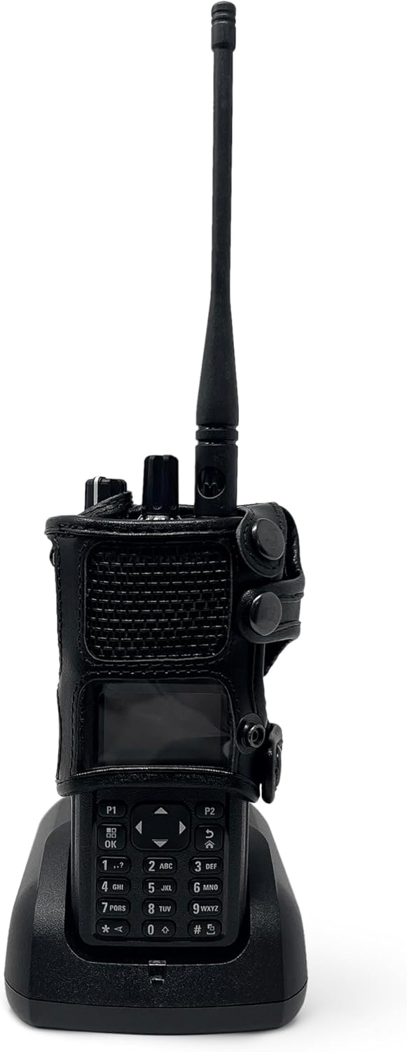 Motorola APX 900 Belt Holster Fitted Case, Turtleback Holder fits Motorola APX 900 Radio Black Leather Duty Belt Holster with Heavy Duty Rotating Belt Clip,