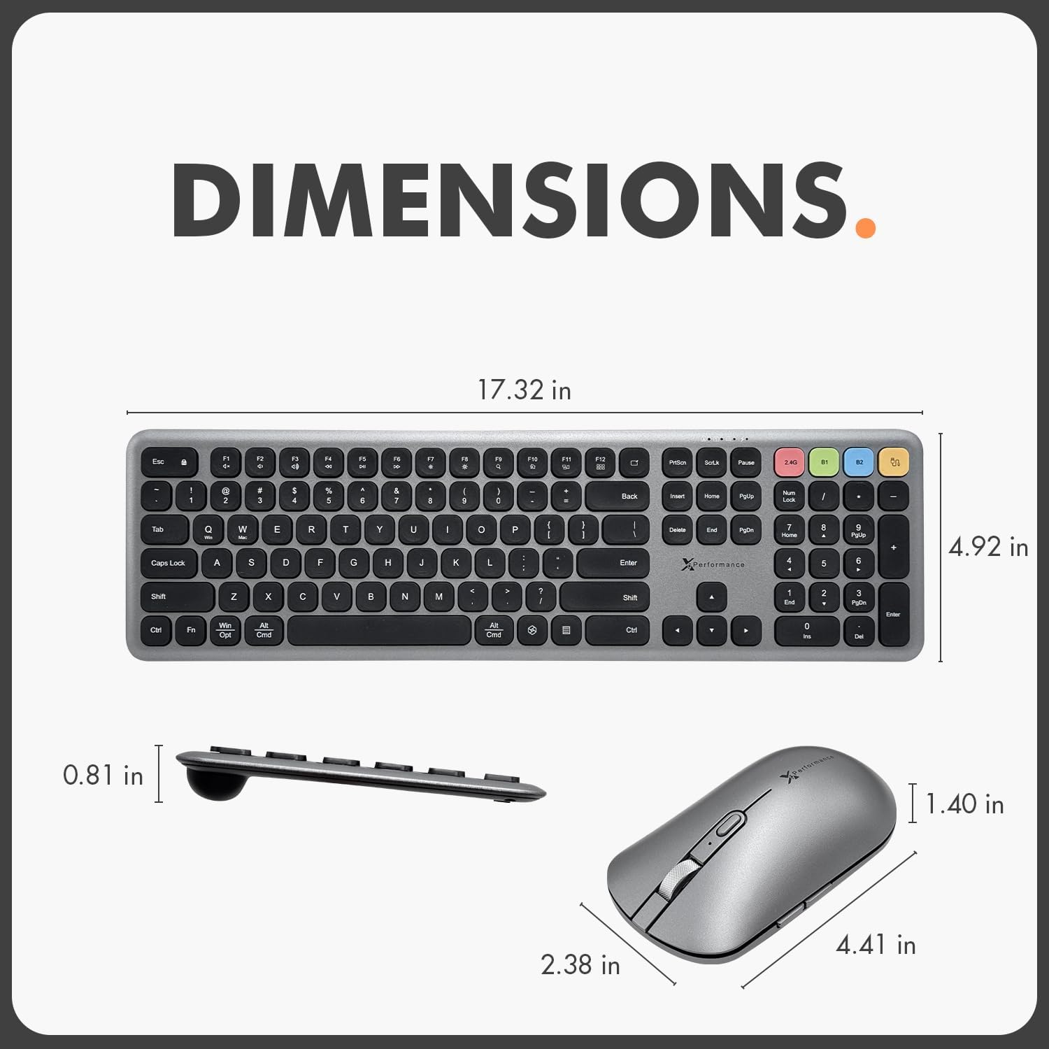 X9 Bluetooth Keyboard and Mouse Combo (Bluetooth, 2.4Ghz, USB C Wired) - Slim Wireless Rechargeable Keyboard and Mouse, Multi-Device Keyboard and Mouse for PC, Mac, Laptop, iPad, iOS, Android