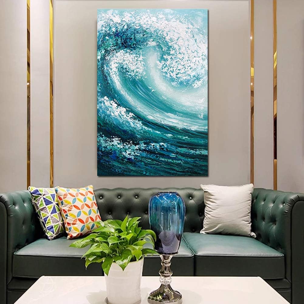 Exclusive Discount 50% Price Metuu Oil Paintings, 24x36 Inch Sea Picture Texture Palette Knife Paintings Modern Home Decor Wall Art Painting Teal Ocean Wave Wood Inside Framed Ready to Hang Up To 50% OFF Metuu Oil Paintings, 24x36 Inch Sea Picture Texture Palette Knife Paintings Modern Home Decor Wall Art Painting Teal Ocean Wave Wood Inside Framed Ready to Hang