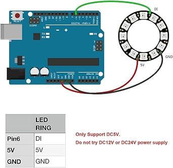 12 Bits WS2812 RGB LED Ring WS2812B 5050 Addressable LED Light String with Integrated Drivers Pixels Individual Controlling for Arduino ESP8266 ESP32 Lighting Effect (Pack of 2pcs
